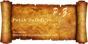 Petik Zoltán névjegykártya